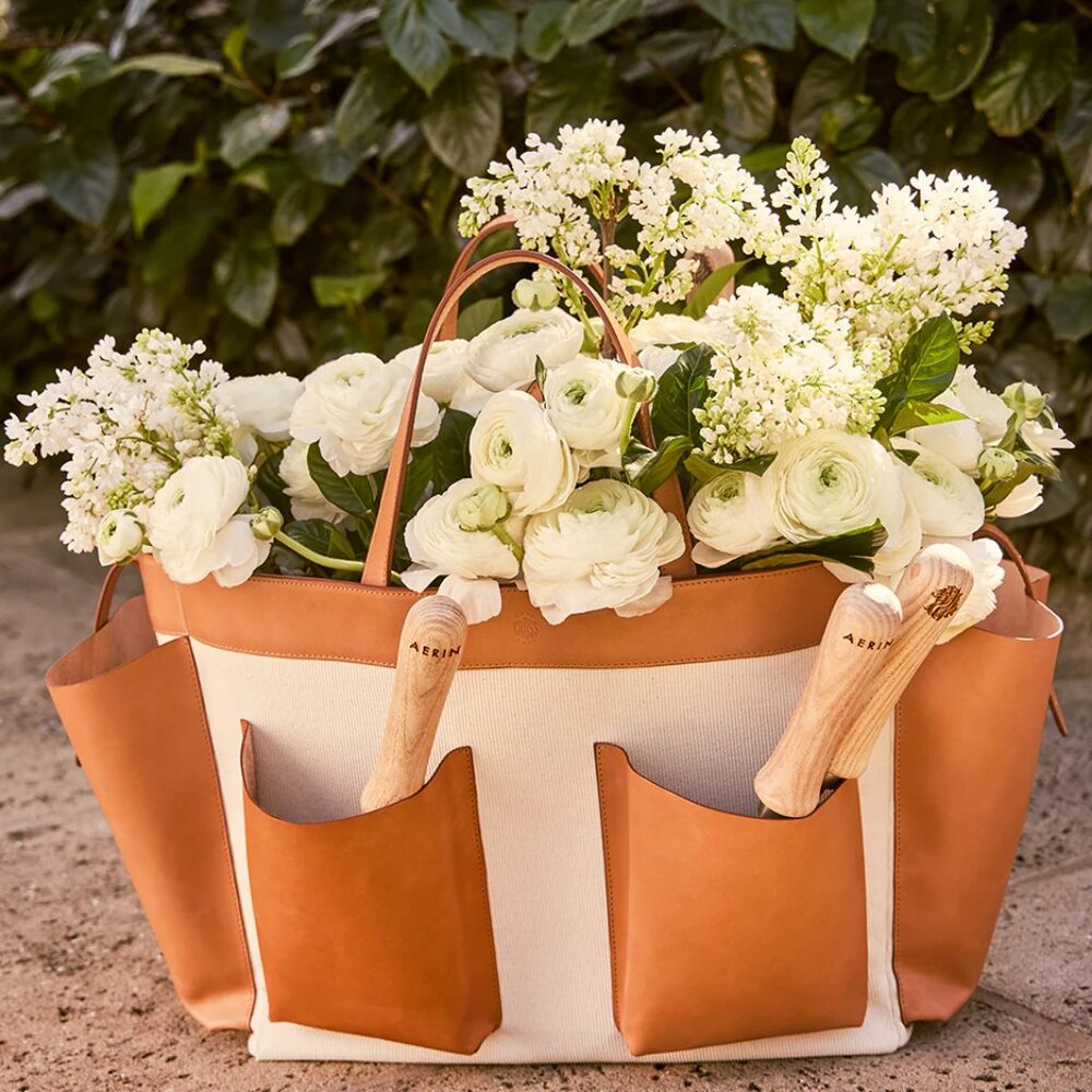 Mark Cross Aerin Garden Tote in Canvas with Vachetta Trim